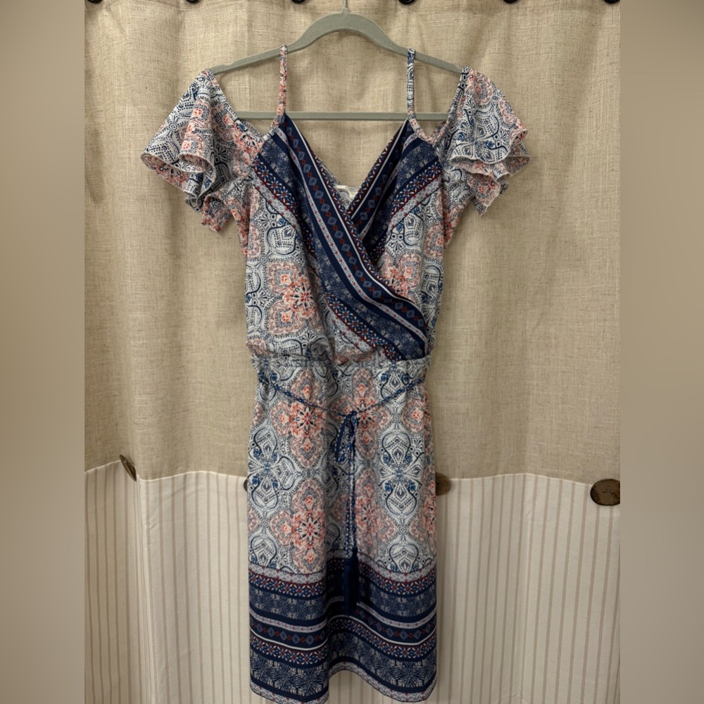 Maurices Navy and Coral Midi Dress